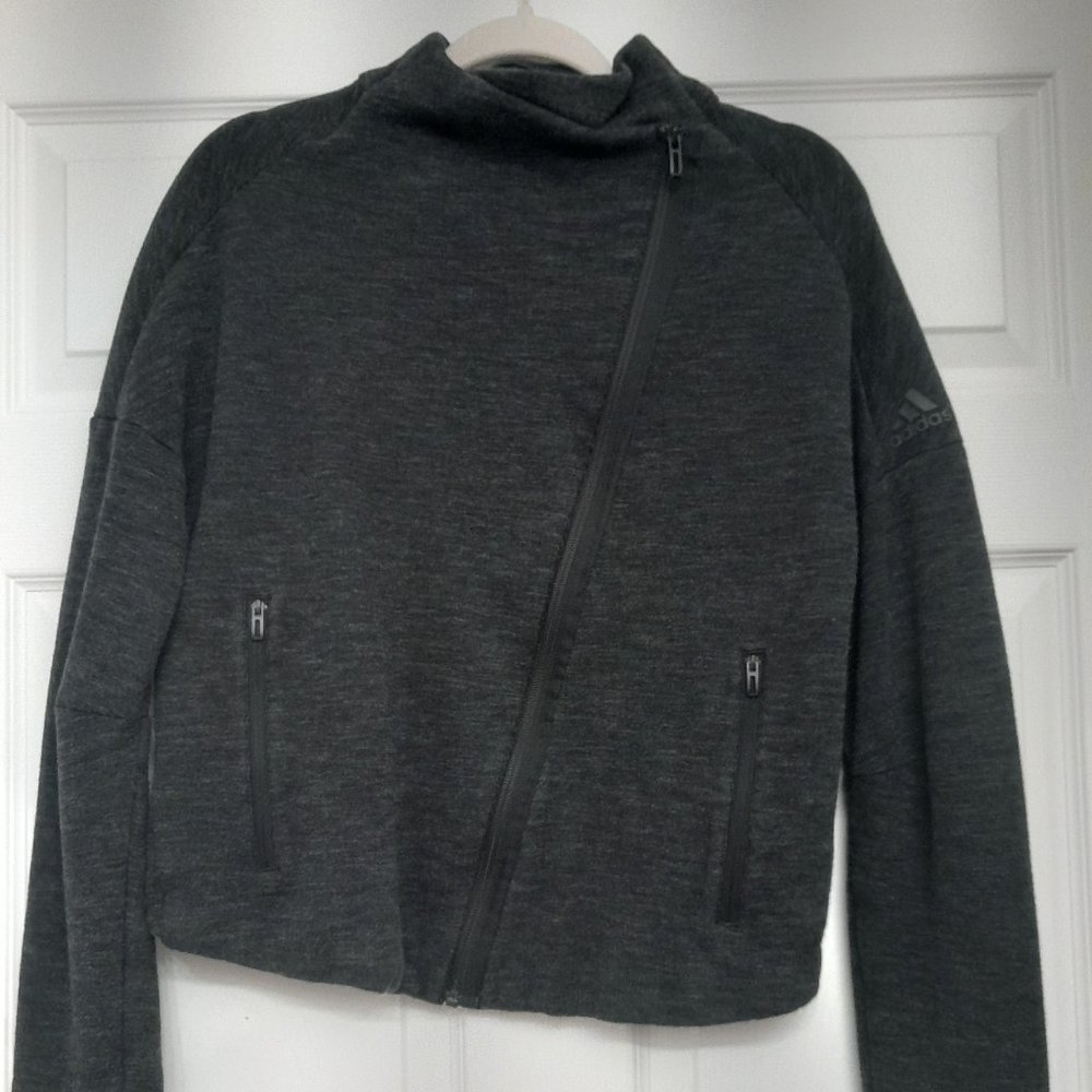 Adidas sweater biker jacket style